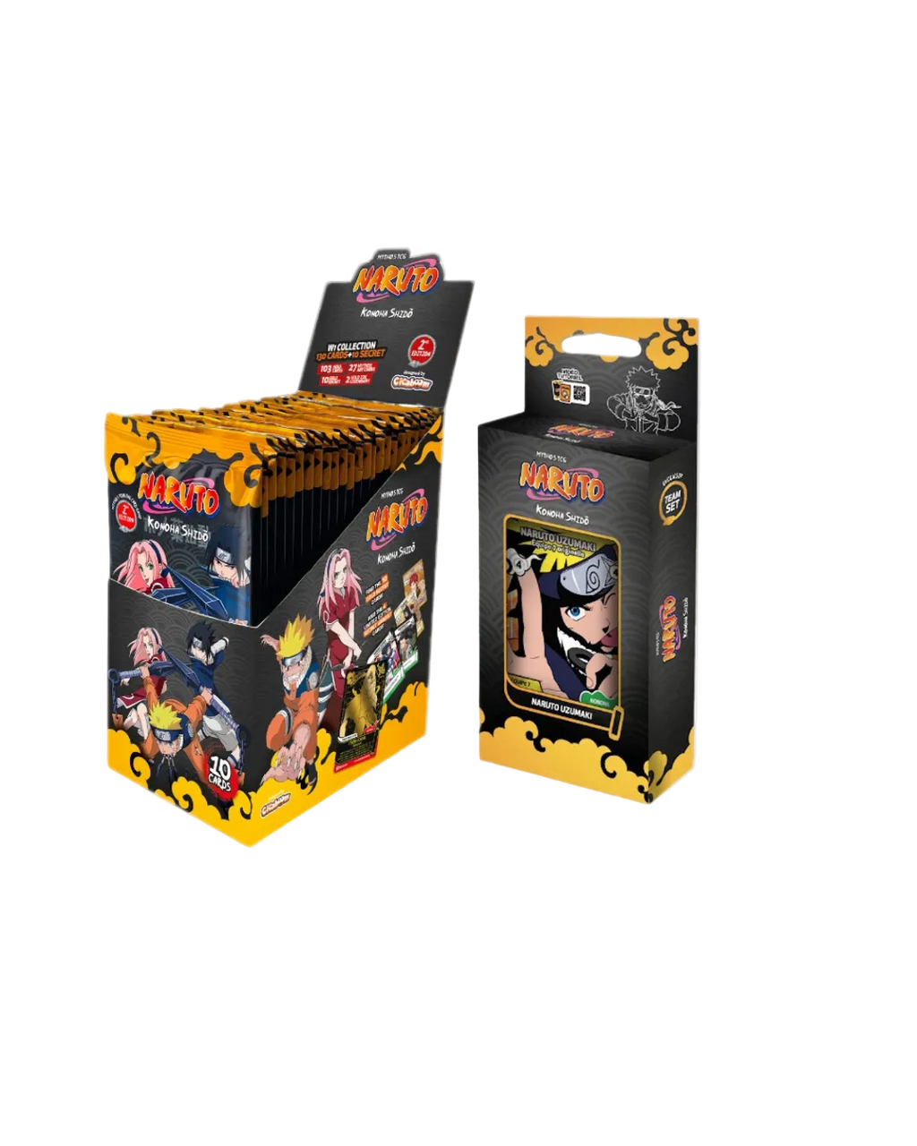 Pack Naruto Mythos Konoha Shidō 2ª Edição — Booster Box 24 Packs + Team Set